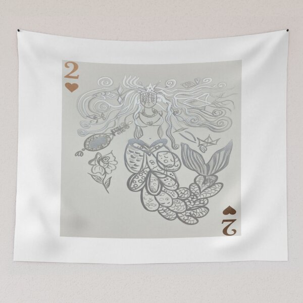 Item preview, Two of Hearts – Silver Mermaid Card Art designed and sold by Ateliê dos Naipes .