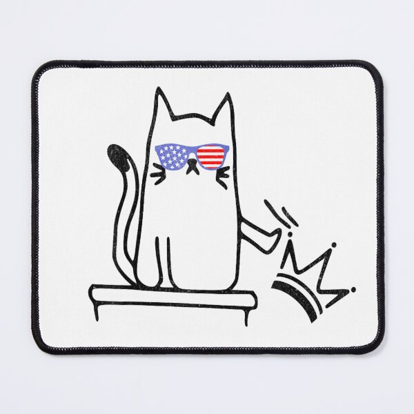 Item preview, Patriotic Cat Knocks Off Crown - Funny Anti-Monarchy USA Kitty designed and sold by BancaJone.
