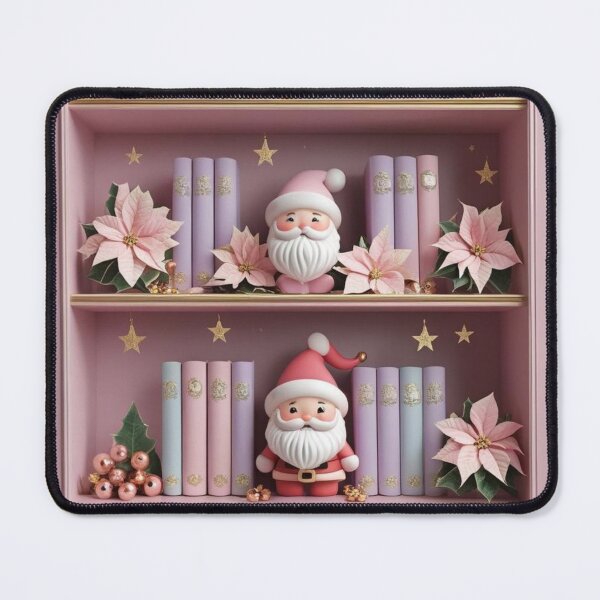 Item preview, Santa Cake Christmas among Books and Poinsettias designed and sold by BriSher.