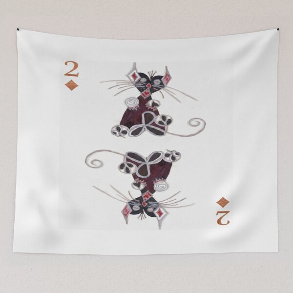 Item preview, Two of Diamonds – Abstract Cat Card Art designed and sold by Ateliê dos Naipes .