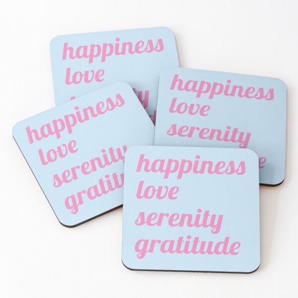 Item preview, Happiness, Love, Serenity, and Gratitude | Pink & Pale Blue Typography designed and sold by Mantra Mama.