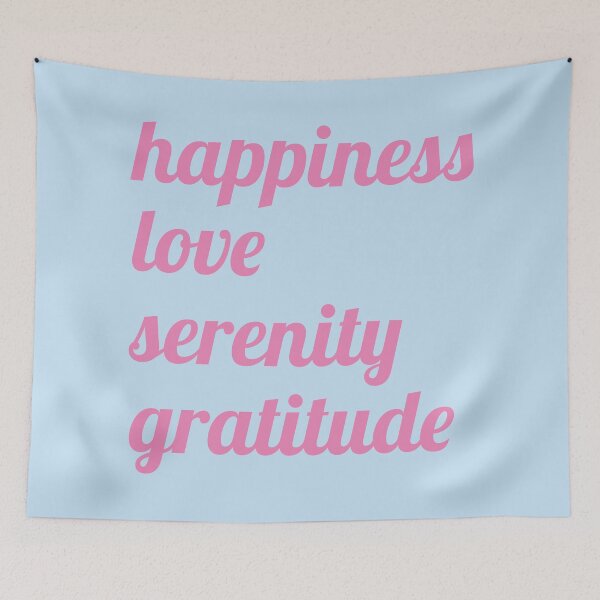 Item preview, Happiness, Love, Serenity, and Gratitude | Pink & Pale Blue Typography designed and sold by Mantra Mama.