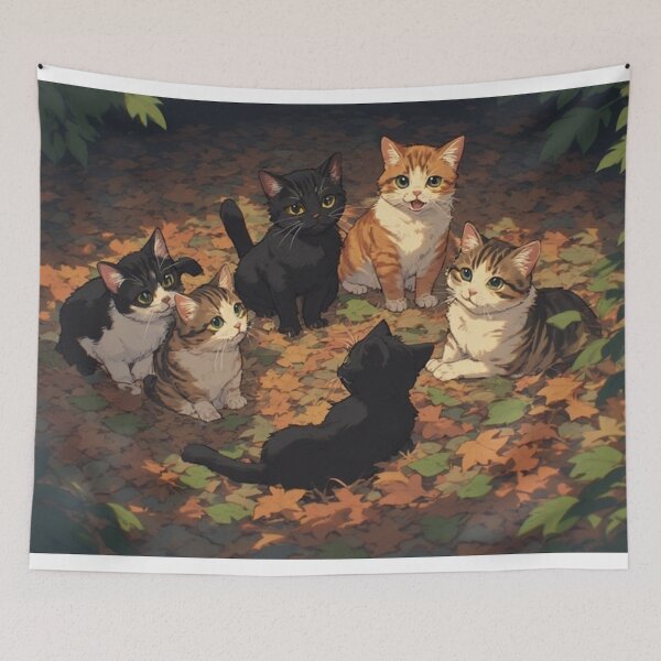 Item preview, Cute cats playing in leaves designed and sold by frogfluff.