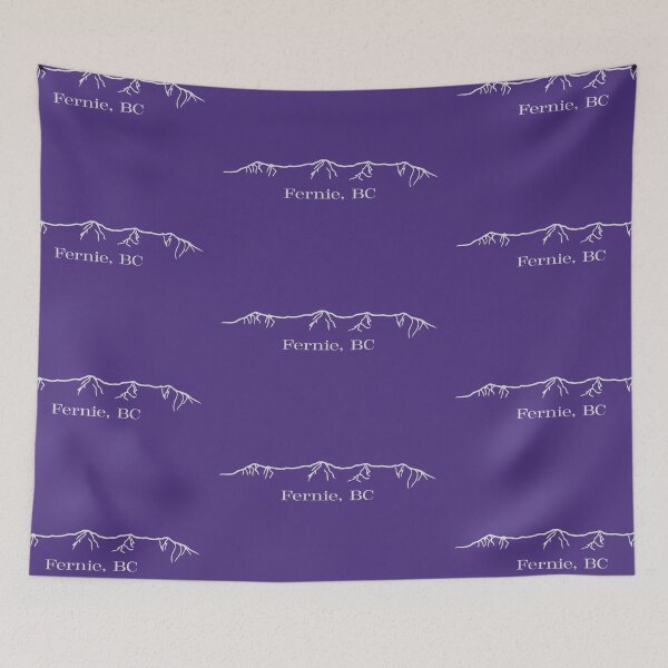 Item preview, Fernie Headwall outline with Fernie BC light grey on purple designed and sold by Rock An Design.