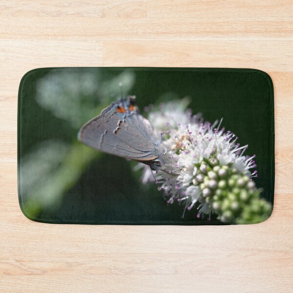 Item preview, Gray Hairstreak Butterfly Nectaring on Mint - Angled View designed and sold by Petalgrain.