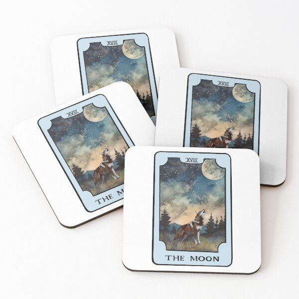 Item preview, The Moon - Red Wolf Tarot Card designed and sold by Tropes & Treadmills.