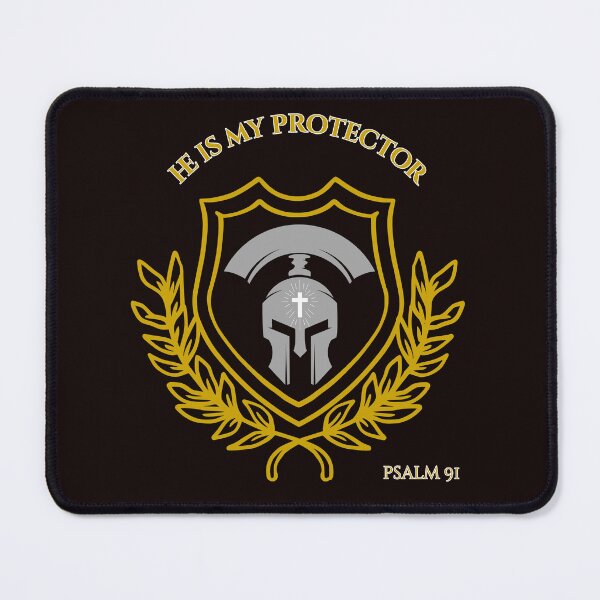 Item preview, He is My Protector - Psalm 91 Christian Armor Shield Design with Cross and Night Mask designed and sold by Imprint Harmony.