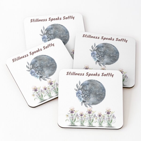 Item preview, Stillness Speaks Softly Cute Moon With Flowers and Flowering plants Tshirt  | Calm Aesthetic Mindful Growth Design | Stillness Speaks Softly Calm Nature and Introvert Tshirt  designed and sold by YasirHamidDesigns .