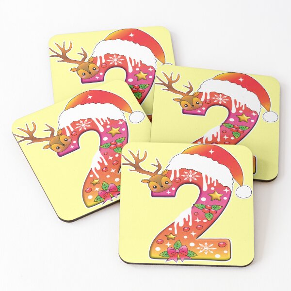 Item preview, Cute Cartoon Christmas Number 2 Font with Reindeer, Santa Hat, and Festive Decorations designed and sold by RS4you.