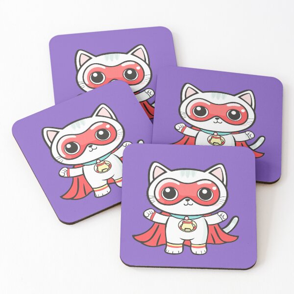 Item preview, Kawaii Superhero Cat with Cape and Mask – Cute Hero Animal Art designed and sold by PaintbrushPlace.