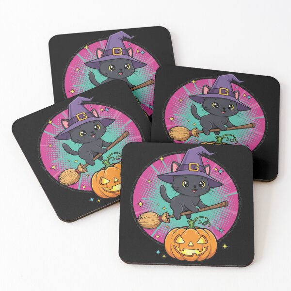 Item preview, Digital Illustration: Happy Kitty Witch Flying with a Jack-o'-Lantern designed and sold by catlovers2025.