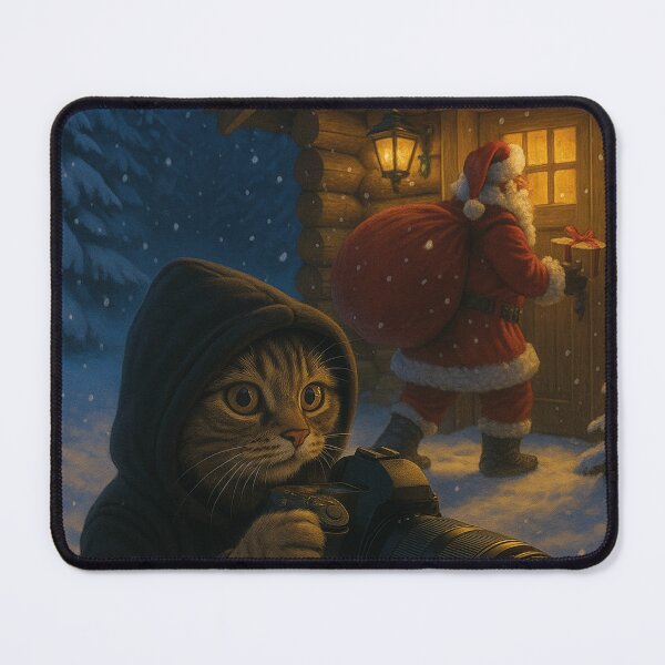 Item preview, funny cat photographs Santa Claus designed and sold by Mauswohn.