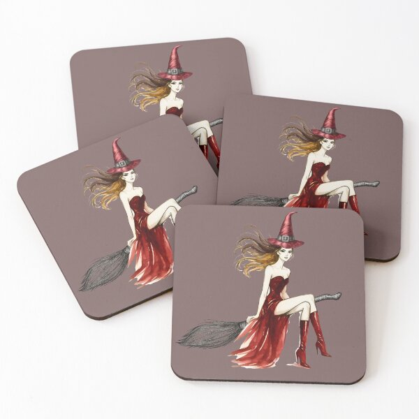Item preview, Red Witch on Broomstick with Flowing Hair designed and sold by tinkeybabes.