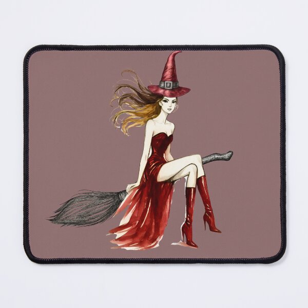 Item preview, Red Witch on Broomstick with Flowing Hair designed and sold by tinkeybabes.