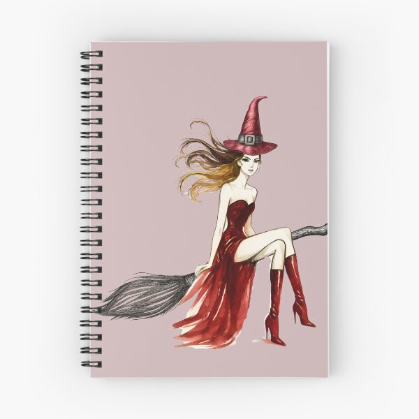 Item preview, Red Witch on Broomstick with Flowing Hair designed and sold by tinkeybabes.