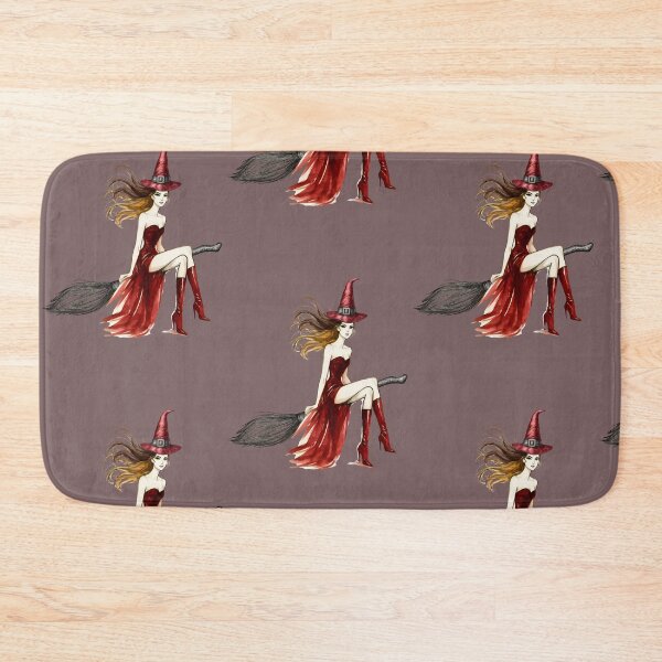 Item preview, Red Witch on Broomstick with Flowing Hair designed and sold by tinkeybabes.