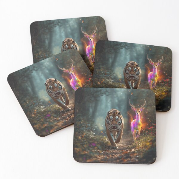 Item preview, Mystical Deer and Tiger In The Woods designed and sold by lovelywhimsyart.