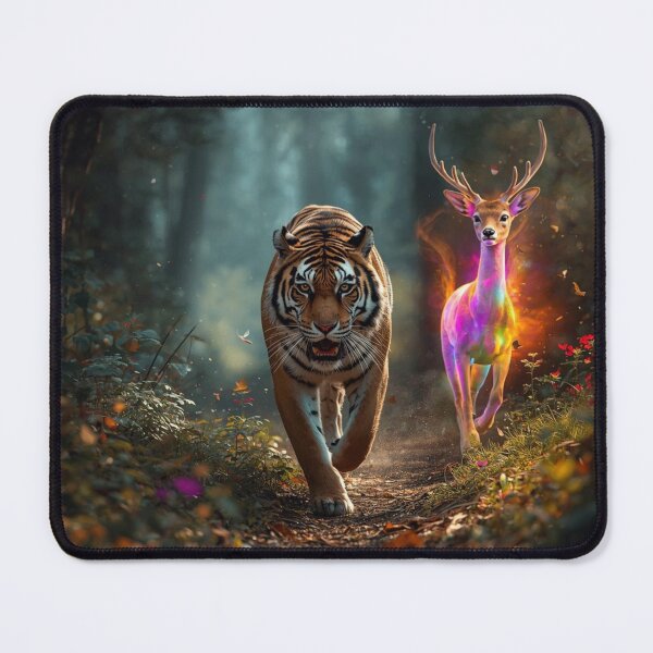 Item preview, Mystical Deer and Tiger In The Woods designed and sold by lovelywhimsyart.