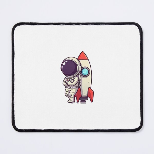 Item preview, Chibi Astronaut Leaning on Rocket – Adorable Cosmic Energy Illustration designed and sold by PixelVibe782.