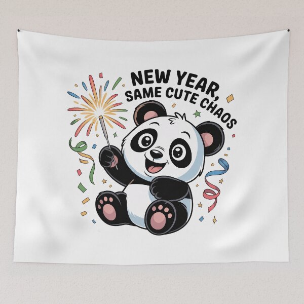 Item preview, New Year, Same Cute Chaos | Funny Panda Sparkler Design designed and sold by Ammar Studio.