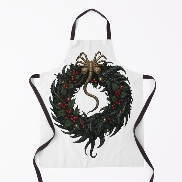 Item preview, Xenomorph Christmas Facehugger Holiday Wreath Dark Festive Tee Sticker designed and sold by GeniePixel.
