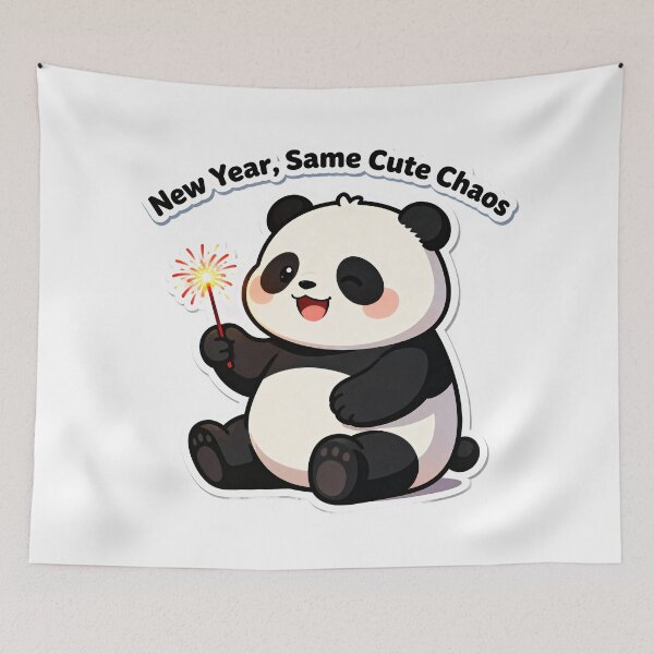 Item preview, New Year, Same Cute Chaos | Funny Panda Sparkler Design designed and sold by Ammar Studio.