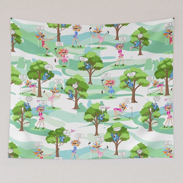 Item preview, Hitting a birdie harder - Green Tonal Pink Blue designed and sold by Fabricatemyart.