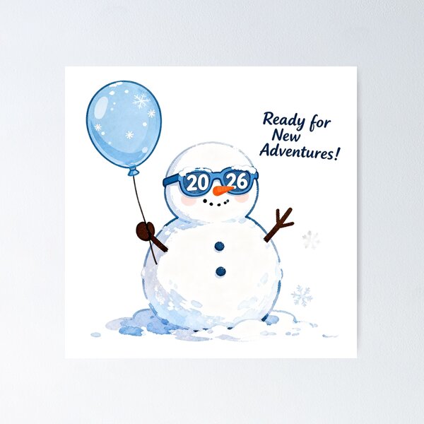 Item preview, Adorable Snowman 2026 | Ready for New Adventures! Winter Holiday Design designed and sold by Ammar Studio.