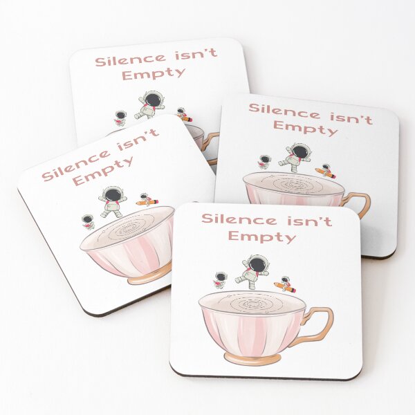 Item preview, Silence isn't Empty–Cute Cup with Galaxy and Flying Cute Astronauts| Calm Aesthetic Introvert Tshirt designed and sold by YasirHamidDesigns .