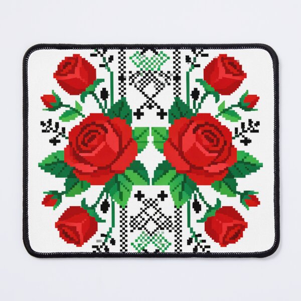 Item preview, Traditional Maramureș Romanian Embroidery – Large Red Roses Folk Cross-Stitch Pattern designed and sold by Maximilianos.