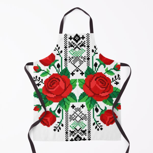 Item preview, Traditional Maramureș Romanian Embroidery – Large Red Roses Folk Cross-Stitch Pattern designed and sold by Maximilianos.