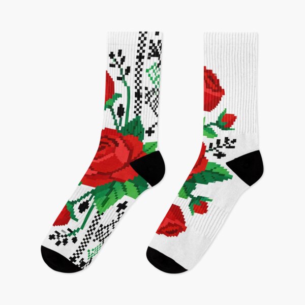 Item preview, Traditional Maramureș Romanian Embroidery – Large Red Roses Folk Cross-Stitch Pattern designed and sold by Maximilianos.
