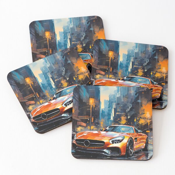 Item preview, Supercar Reflections Surrounded By Neon Lights And Cityscape designed and sold by RevUpDesign.