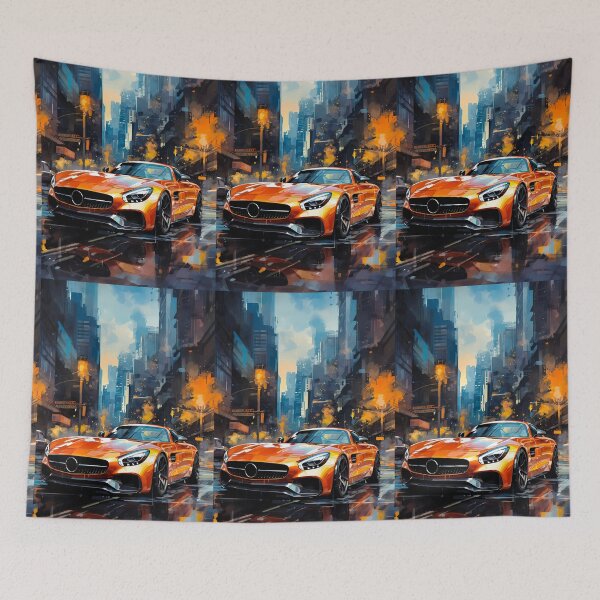 Item preview, Supercar Reflections Surrounded By Neon Lights And Cityscape designed and sold by RevUpDesign.