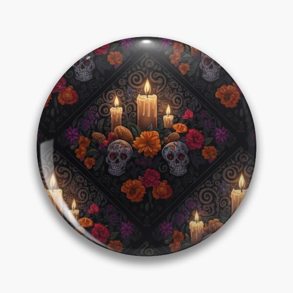 Item preview, Día de los Muertos Seamless Pattern with Skulls, Candles, and Marigolds designed and sold by ML-Media.