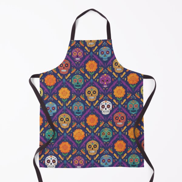Item preview, Día de los Muertos Sugar Skull and Marigold Pattern designed and sold by ML-Media.