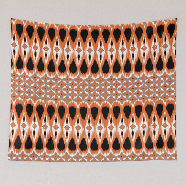 Item preview, Seamless Ikat Pattern concept orange and black designed and sold by ChaReePat.