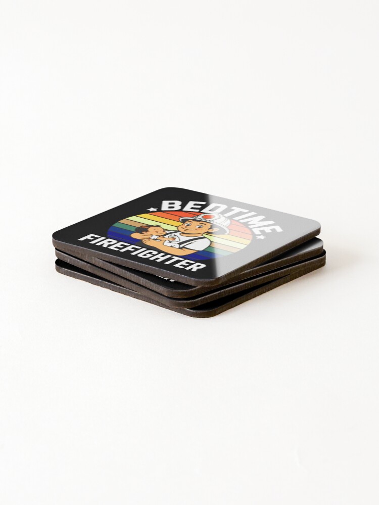 Thumbnail 4 of 5, Coasters (Set of 4), Firefighter Father’s Nighttime Routine designed and sold by SplashTastic.