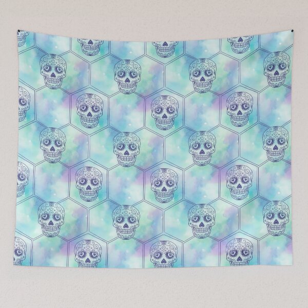 Item preview, Pastel Calavera Hexagon Seamless Pattern designed and sold by ML-Media.