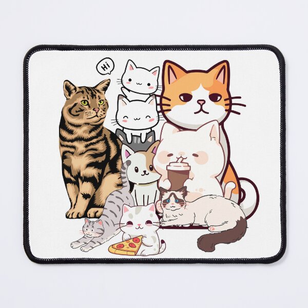 Item preview, Cute Cat Squad – Cozy Cartoon Cats with Pizza and Coffee designed and sold by drdoodle92 Art.