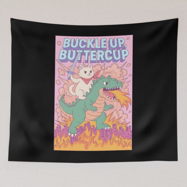 Item preview, Epic Cat Riding Dinosaur – Buckle Up Buttercup designed and sold by bnvgkdxuo99.