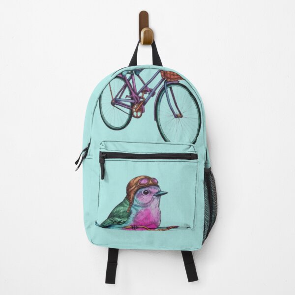 Item preview, Pájaro colorido en bicicleta con gafas de piloto - Arte vintage caprichoso designed and sold by Taha Art Designs.