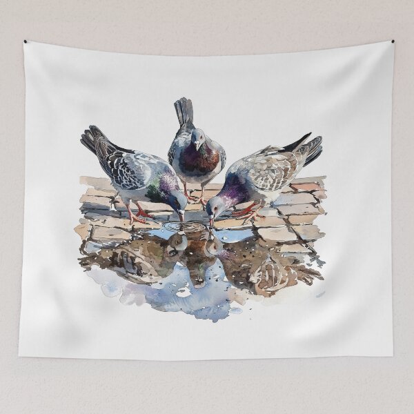 Item preview, Pigeons Drinking from Puddle designed and sold by Liededrom..