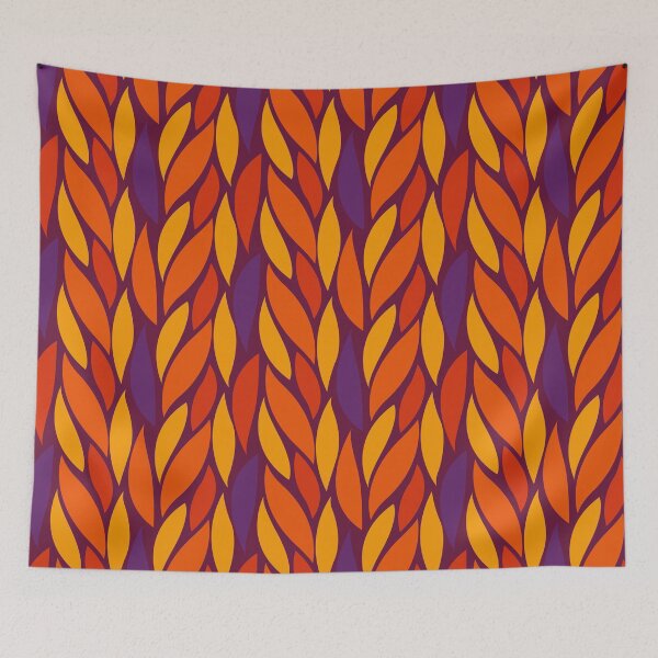 Item preview, Vibrant seamless abstract leaf pattern in red, orange and purple tones designed and sold by JoelmaQ.