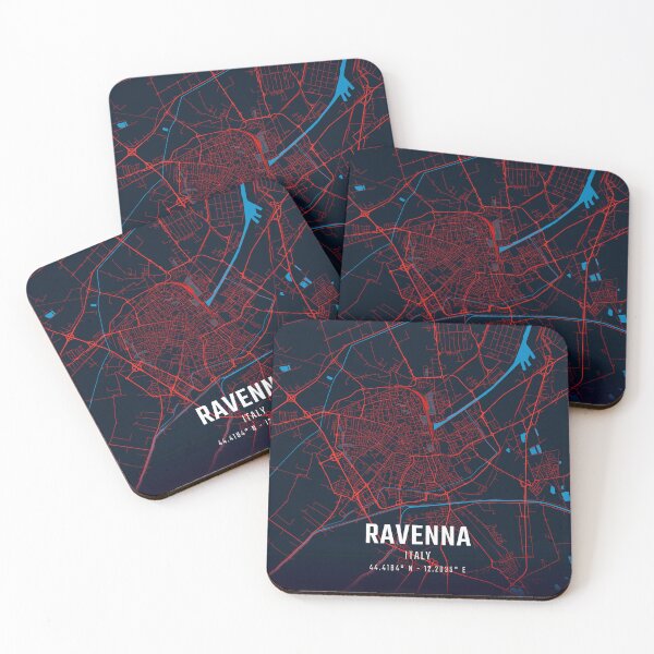 Item preview, Ravenna Red & Blue Minimalist Map designed and sold by HomeLivingCo.