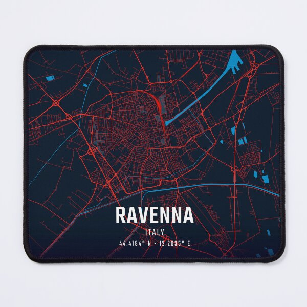 Item preview, Ravenna Red & Blue Minimalist Map designed and sold by HomeLivingCo.