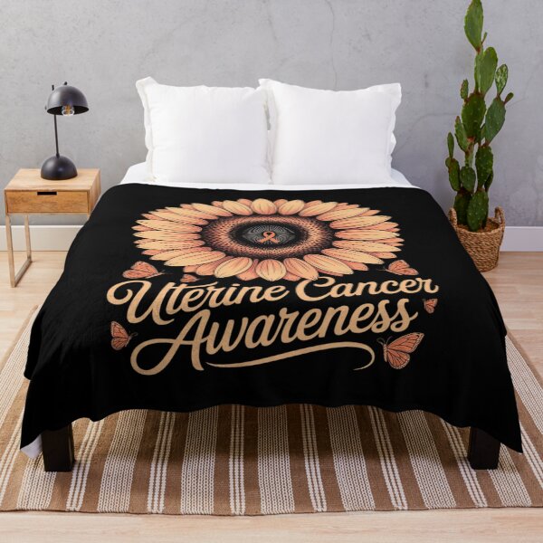 Item preview, Flower Peach Ribbon Uterine Cancer Awareness Support designed and sold by Idarmotar.
