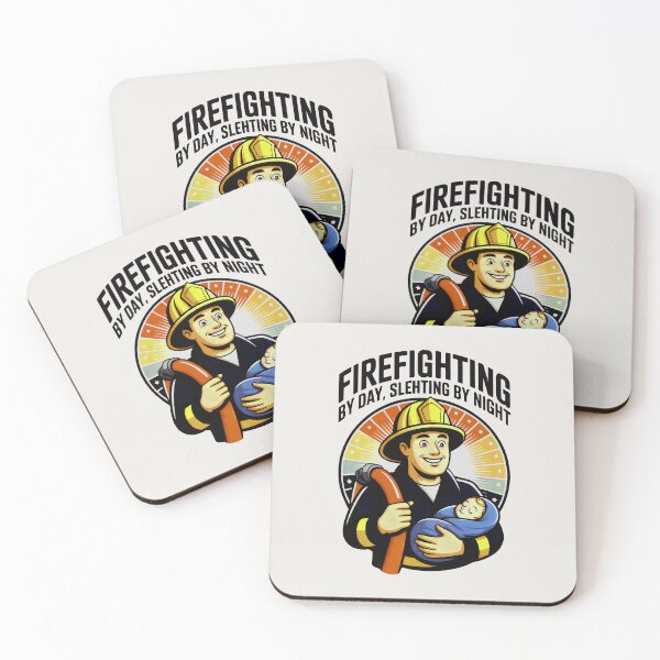 Item preview, Retro Firefighter Hero with Baby and Radiant Orange Rays designed and sold by SplashTastic.
