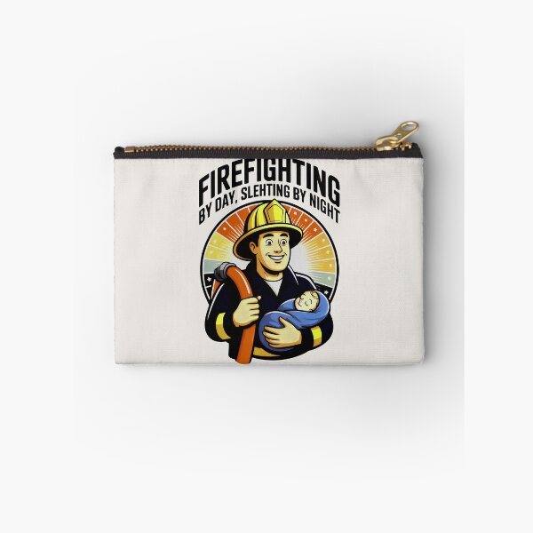 Item preview, Retro Firefighter Hero with Baby and Radiant Orange Rays designed and sold by SplashTastic.