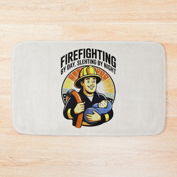 Item preview, Retro Firefighter Hero with Baby and Radiant Orange Rays designed and sold by SplashTastic.